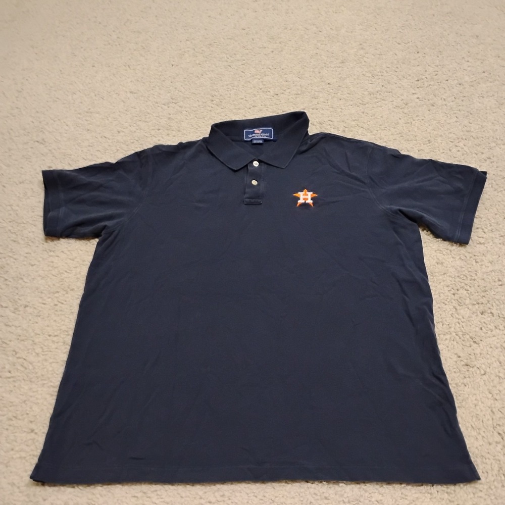 Houston Astros Shirt Mens XL Blue Polo Vineyard Vines Embroidered MLB Baseball